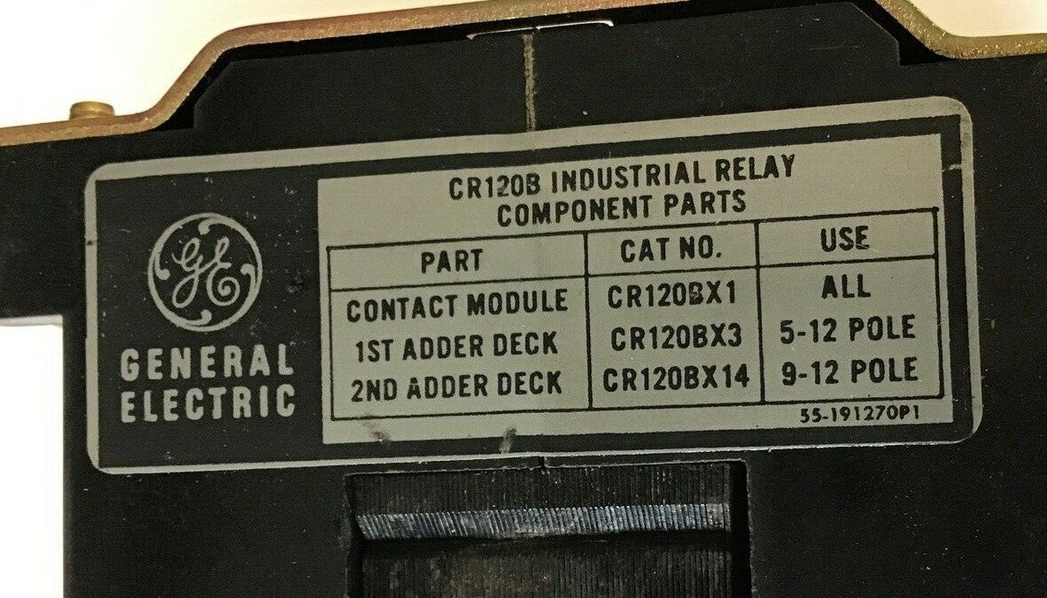 GENERAL ELECTRIC CR120B01122 INDUSTRIAL RELAY 600VACV 60HZ 10A