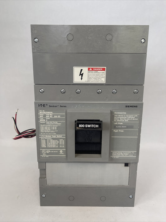 ITE MXD62S800A SENTRON SERIES MOLDED CASE SWITCH 800A 600VAC 250VDC 2P A01MN64