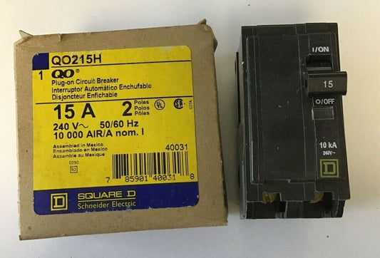 SQUARE D QO215H CIRCUIT BREAKER 15A 240VAC 50/60HZ 2POLE
