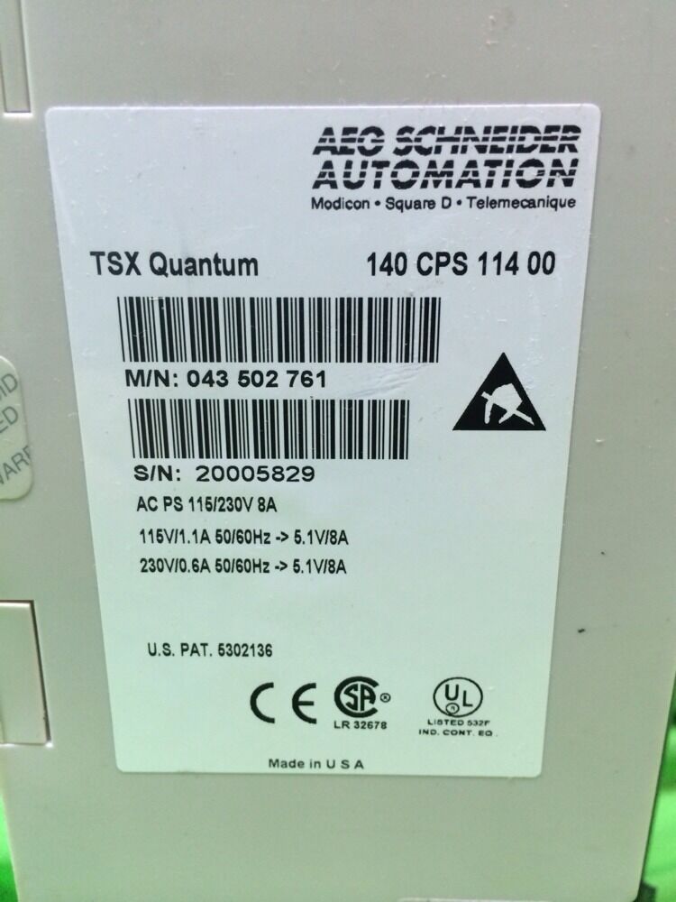 MODICON POWER SUPPLY MODULE 140CPS11400 8AMP 115/230VAC