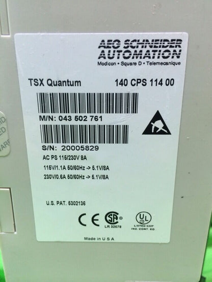 MODICON POWER SUPPLY MODULE 140CPS11400 8AMP 115/230VAC