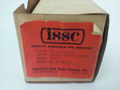 ISSC 1013-1-D-1-B TIME CONTROL RELAY TYPE 1, RANGE .06-1, INPUT 115V 50/60HZ