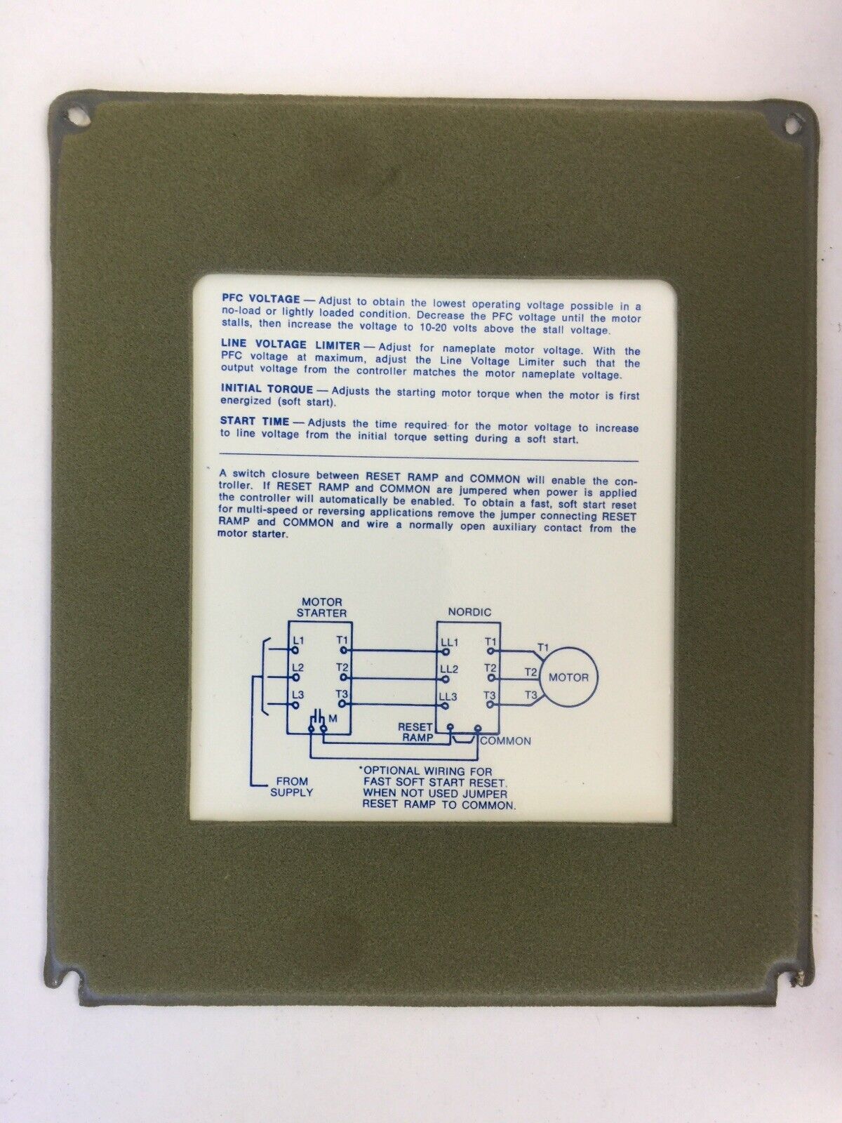 NORDIC ES-3 1334600 460V 60HZ 35AMP 20HP 3PHASE  REDUCE VOLTAGE SOFT START