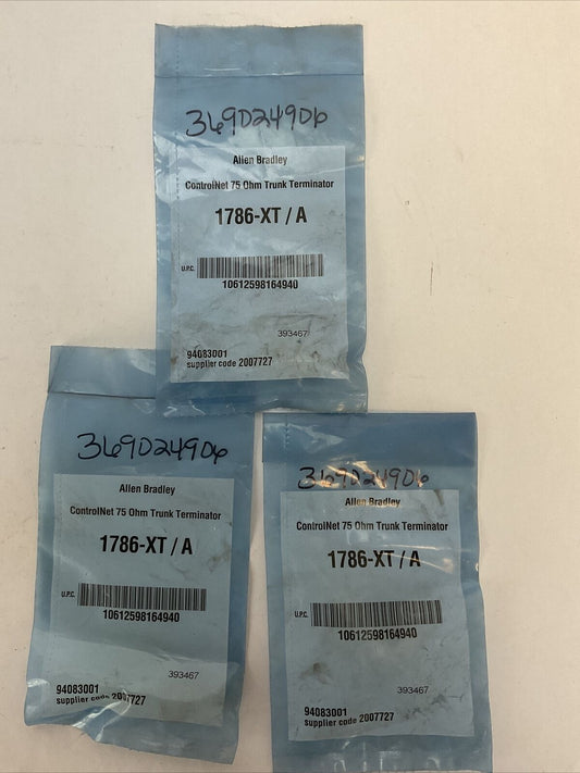 ALLEN BRADLEY 1786-XT/A CONTROLNET 75 OHM TRUNK TERMINATOR (LOT OF 3)