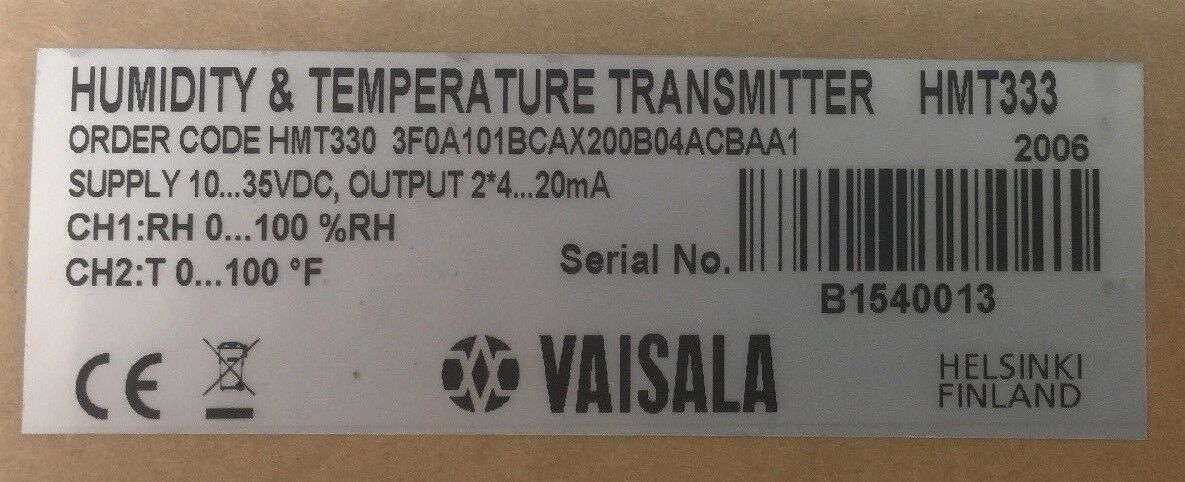 VAILALA HMT333 HUMIDITY & TEMPERATURE TRANSMITTER 10...35VDC