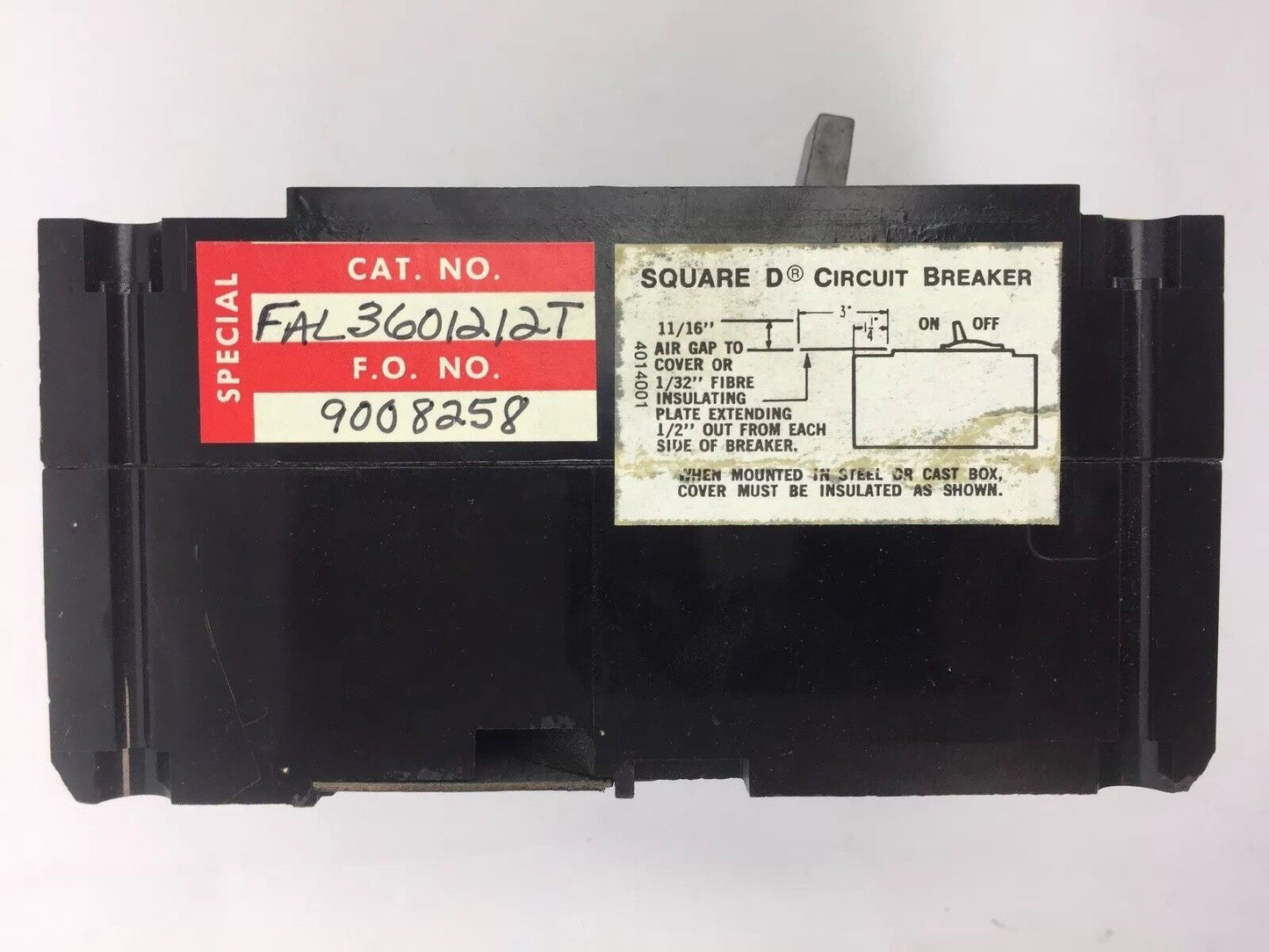 SQUARE D FAL3601212T THERMAL MAGNETIC CIRCUIT BREAKER 600 VAC 12 AMP 3 POLE