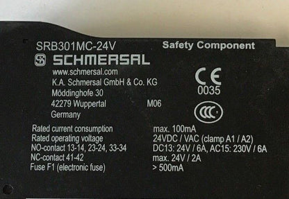 SCHMERSAL SRB301MC-24V SAFETY RELAY 24VDC/VAC MISSING FRONT COVER