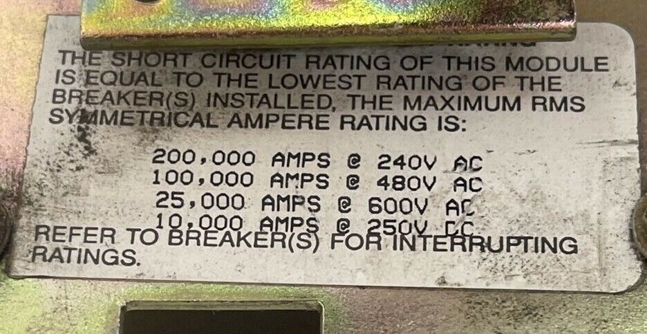 GE AMC4FJ SPECTRA SERIES CIRCUIT BREAKER MODULE MODEL 1 500A 600V 4P FOR USE