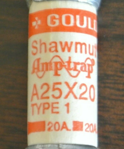 LOT of 6 / GOULD-SHAWMUT A25X20 RECTIFIER FUSES / 20A / 300V / NEW SURPLUS