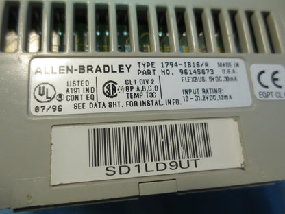 ALLEN-BRADLEY 1794-IB16 Ser. A FLEX I/O 24VDC SINK INPUT ***LOTOF2***
