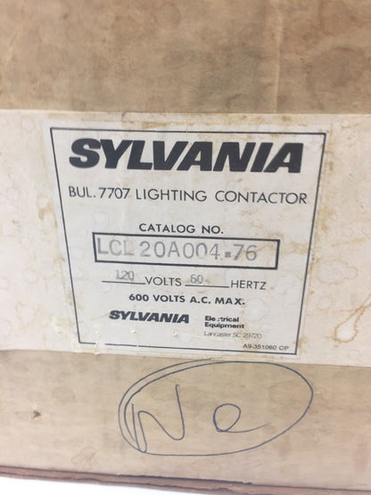 SYLVANIA LCL20A004-76 LIGHTING CONTACTOR 600VAC COIL 110-120V 60HZ 110V 50HZ