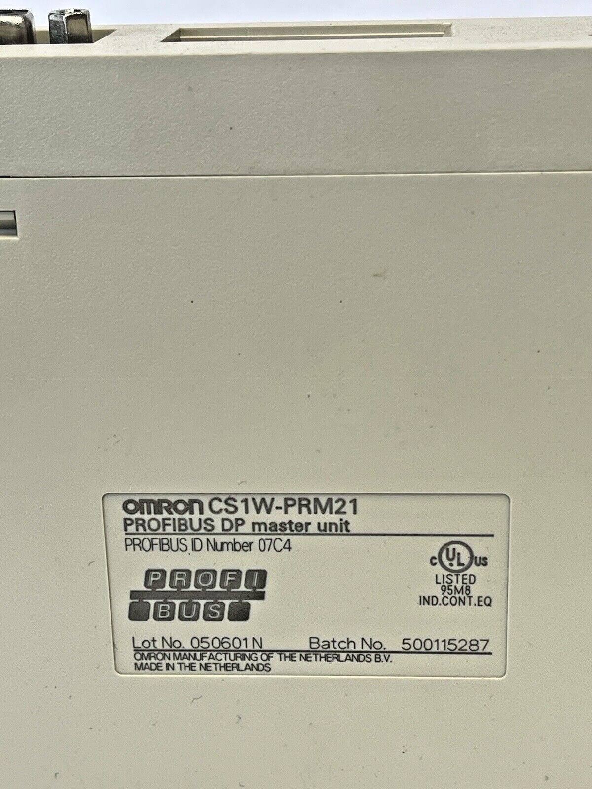 OMRON - CS1W-PRM21 *MISSING PLATE* - PROFIBUS DP MASTER UNIT - PROF. ID #07C4