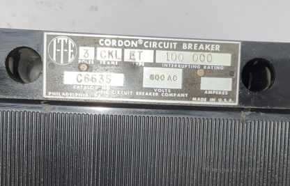 ITE C6635 CIRCUIT BREAKER 600VAC 400A  TRIP CLK FRAME TYPE ET