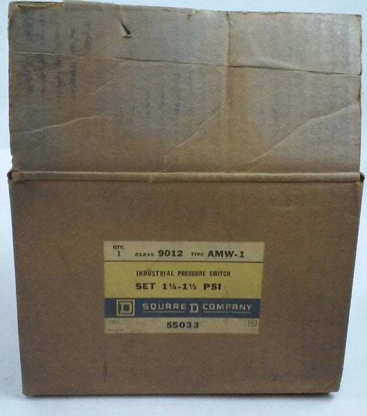 SQUARE D 9012 AMW-1 PRESSURE SWITCH RANGE .25-2.5 PSI DIFFERENTIAL .2-2 PSI