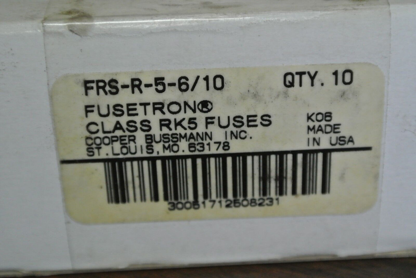 COOPER BUSSMANN FRS-R-5-6/10 FUSETRON CLASS RK5 FUSES - EACH - NEW SURPLUS