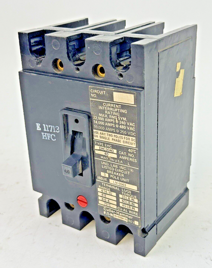 CUTLER-HAMMER / EATON - EHC3040 - CIRCUIT BREAKER - 40A/ 480 VAC/ 3 POLE