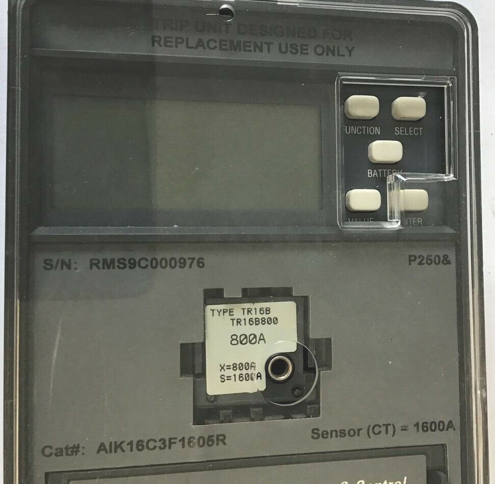 GENERAL ELECTRIC AIK16C3F1605R TRIP UNIT W/TR16B800 800A MICROVERSATRIP