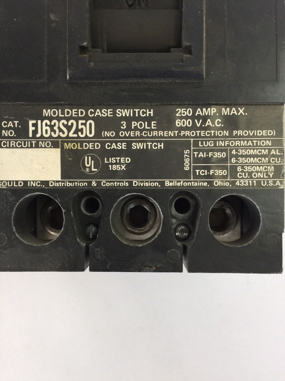 ITE SIEMENS FJ63S250 CIRCUIT BREAKER 600VAC 250AMP 3POLE