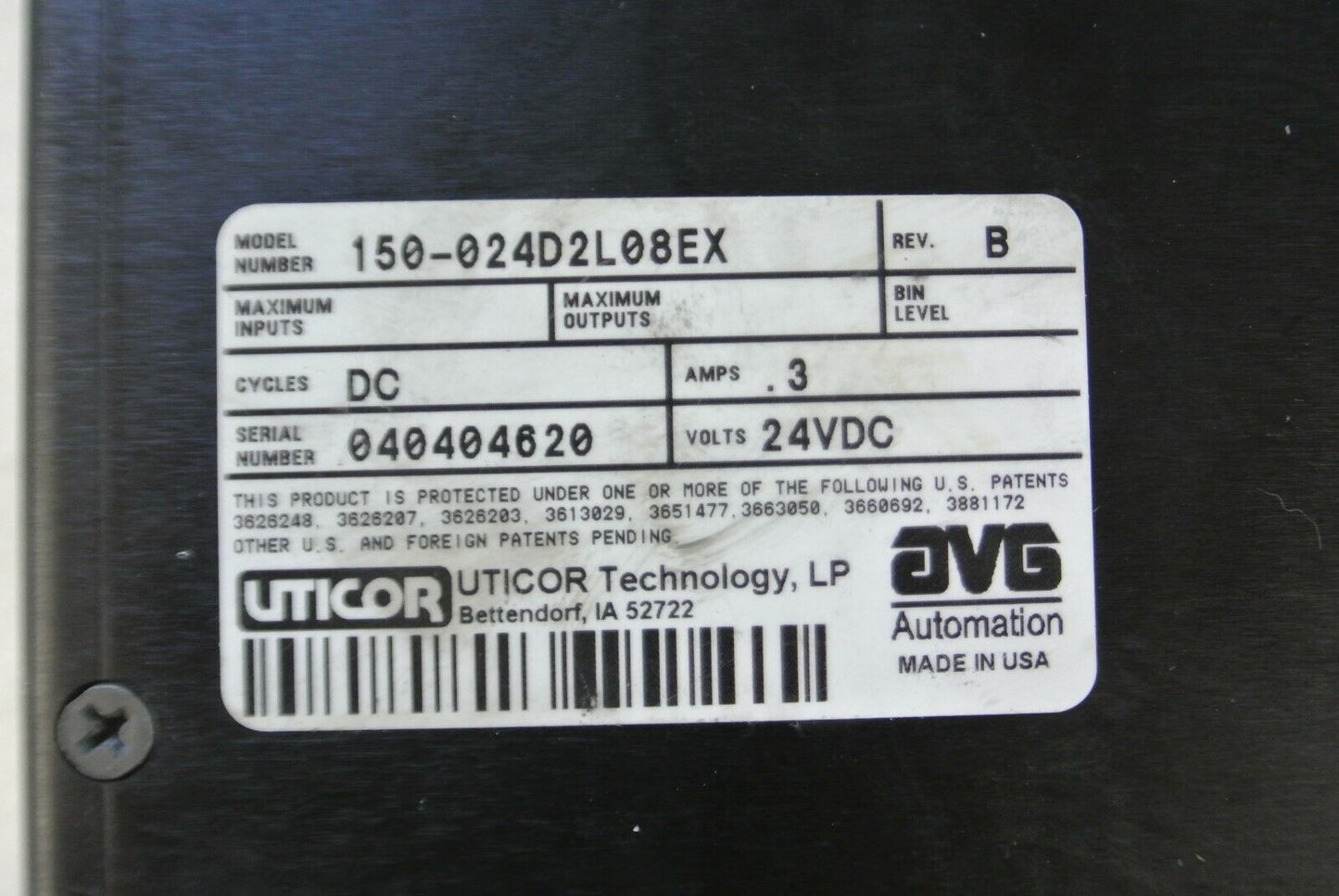 UTICOR / PMD150 / 150-024D2L08EX / PROGRAMMABLE MESSAGE DISPLAY / 24VDC / .3A