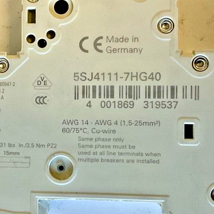 SIEMENS 5SJ4111-7HG40 CIRCUIT BREAKER 5A CHAR.C TYPE HSJ 230V ***LOTOF3***