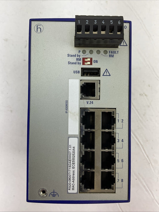HIRSCHMANN RS20-0800T1T1SDAEHH07.1.01 DIN RAIL ETHERNET SWITCH