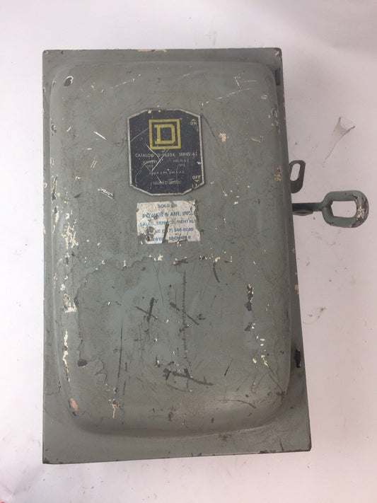 SQUARE D D-96354 FUSIBLE DISCONNECT SWITCH 200 AMP 240 VAC 3PH