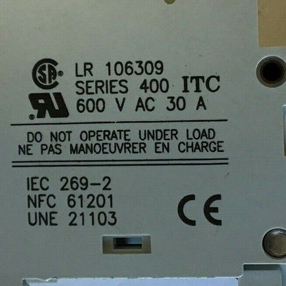 ITC VLC10 FUSE HOLDER LR 106309 600VAC 30A 3P