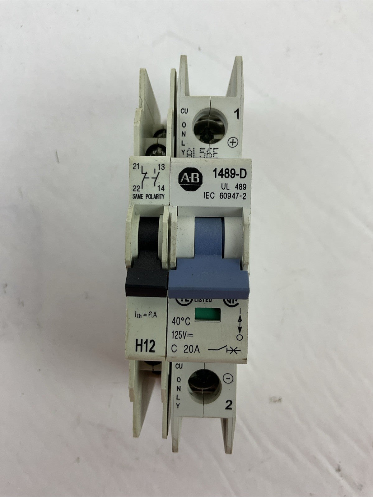 ALLEN-BRADLEY 1489-D1C200 SER A CIRCUIT BREAKER 125VDC 20AMP 1489-ABH12 SER A