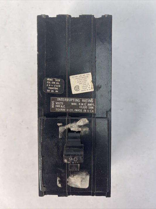 SQUARE D Q1390 CIRCUIT BREAKER 90AMP 240VAC
