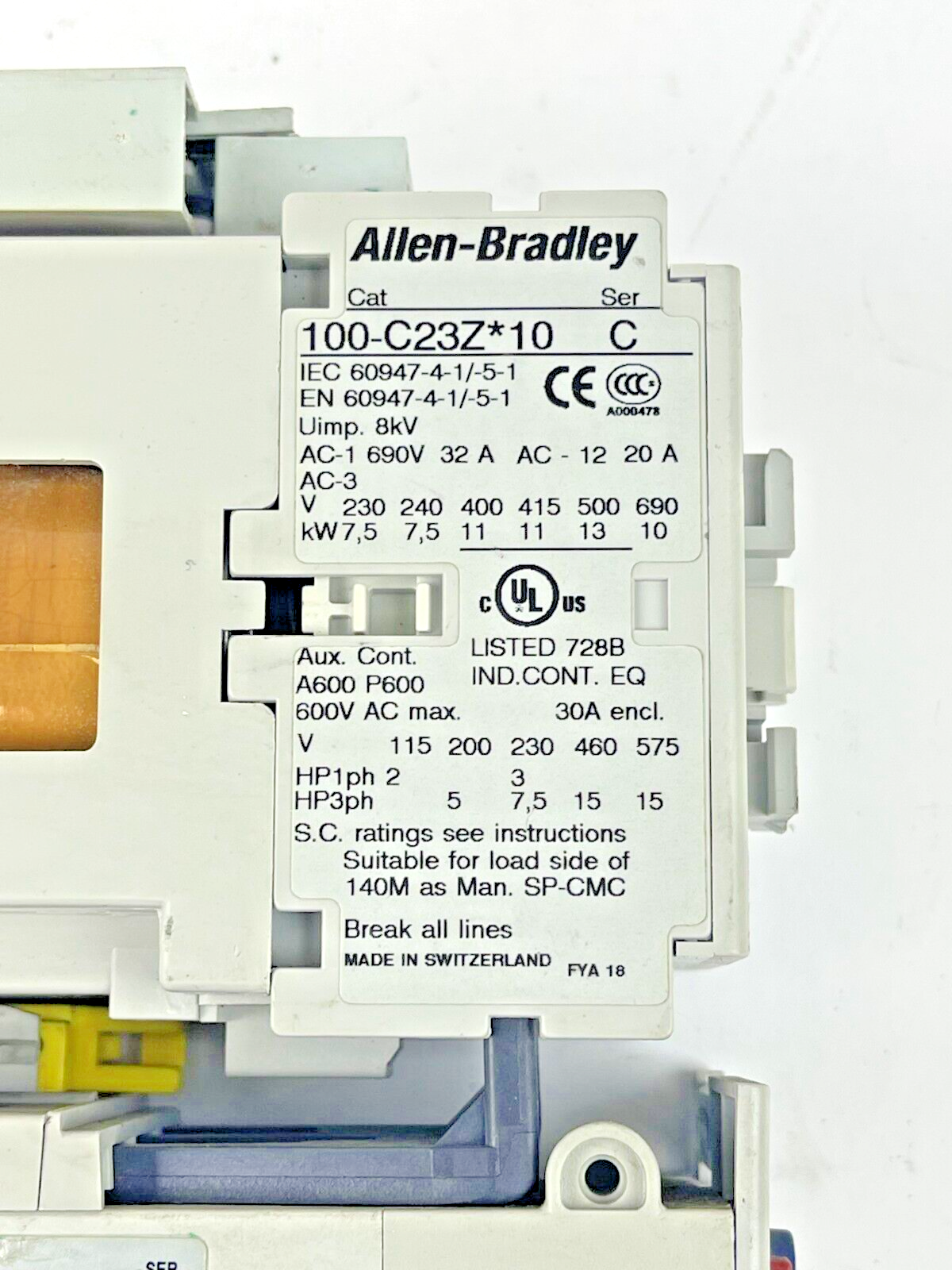ALLEN BRADLEY -193-EEEB SER. B - 100-C23A*10 SER. C 25VDC - 100-FSD250 A COMBO