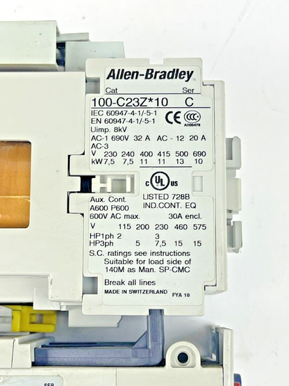 ALLEN BRADLEY -193-EEEB SER. B - 100-C23A*10 SER. C 25VDC - 100-FSD250 A COMBO