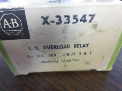 ALLEN-BRADLEY X-33547 L.H. OVERLOAD RELAY for BUL. 609 SIZE 0 & 1 - NEW SURPLUS