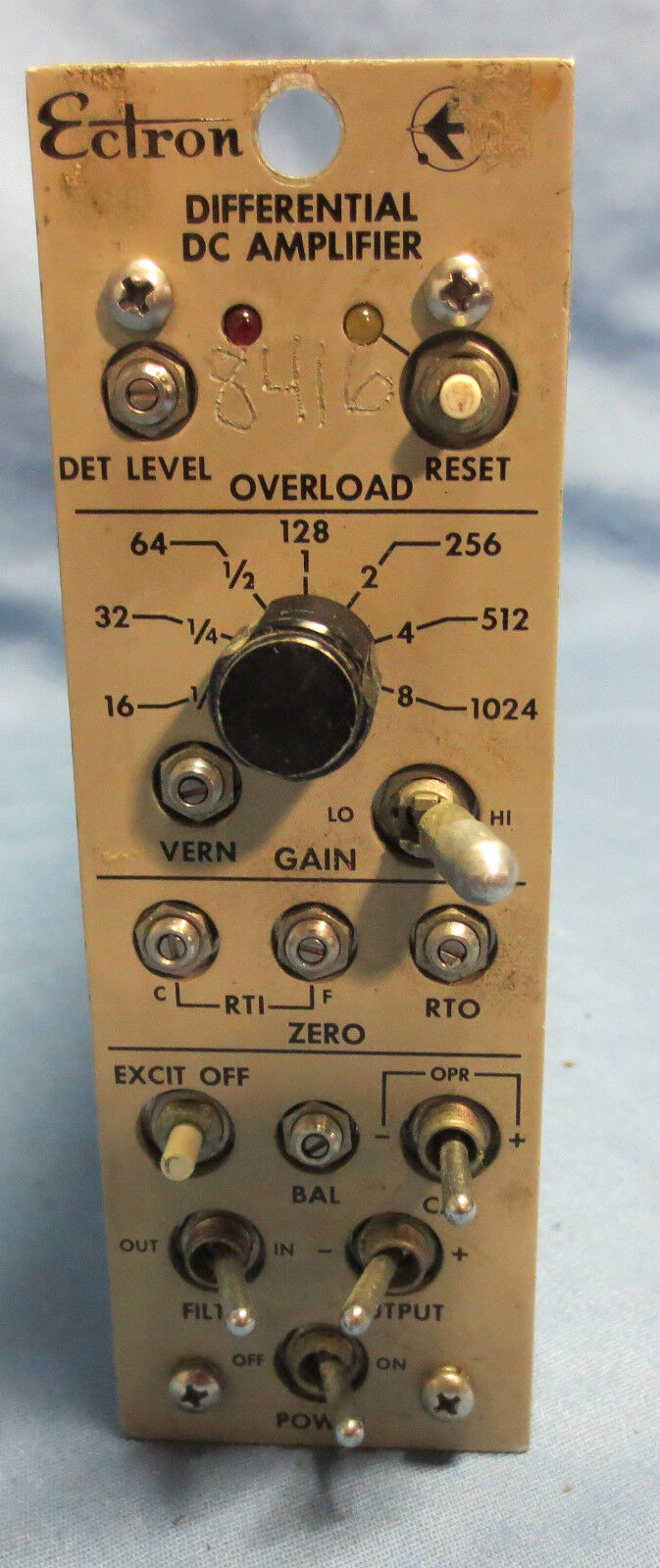 ECTRON 418-M828A DIFFERENTIAL DC AMPLIFIER w/ STRAIN GAGE POWER SUPPLY