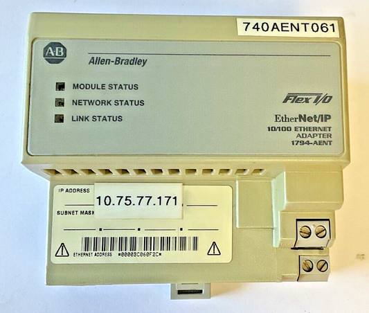 ALLEN BRADLEY 1794-AENT ETHERNET/IP 10/100 ETHER ADAPTER SER.A REV.A01 FWREV 2.8