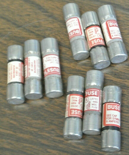 LOT of 9 / BUSS BBS4/10 MIDGET FUSE / 4/10A / 600V / NEW SURPLUS / BBS 4/10