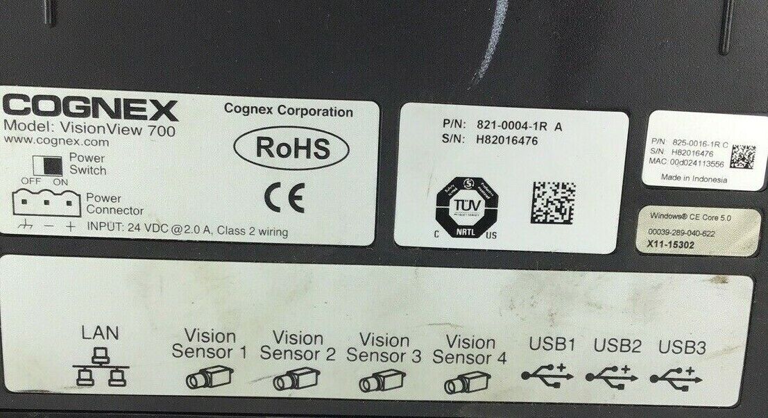 COGNEX VISIONVIEW 700 OPERATOR INTERFACE PANEL 24VDC 2.0A