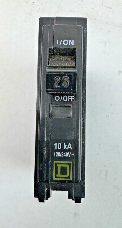 SQUARE D **LOT OF 10** QO125 - CIRCUIT BREAKERS - 1 POLE/ 25 A/ 240 VAC