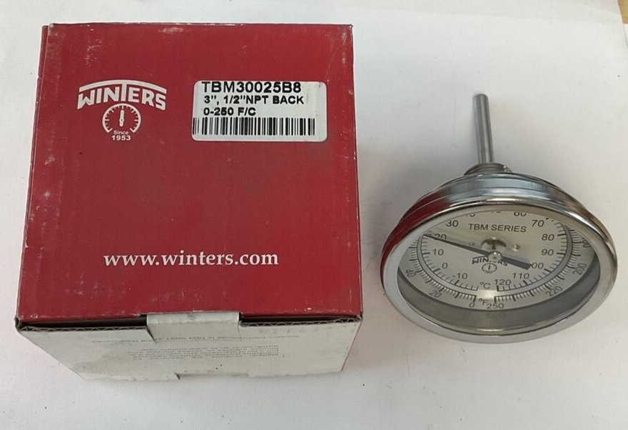 WINTERS TBM30025B8 THERMOMETER 3", 1/2" NPT 0-250F/C