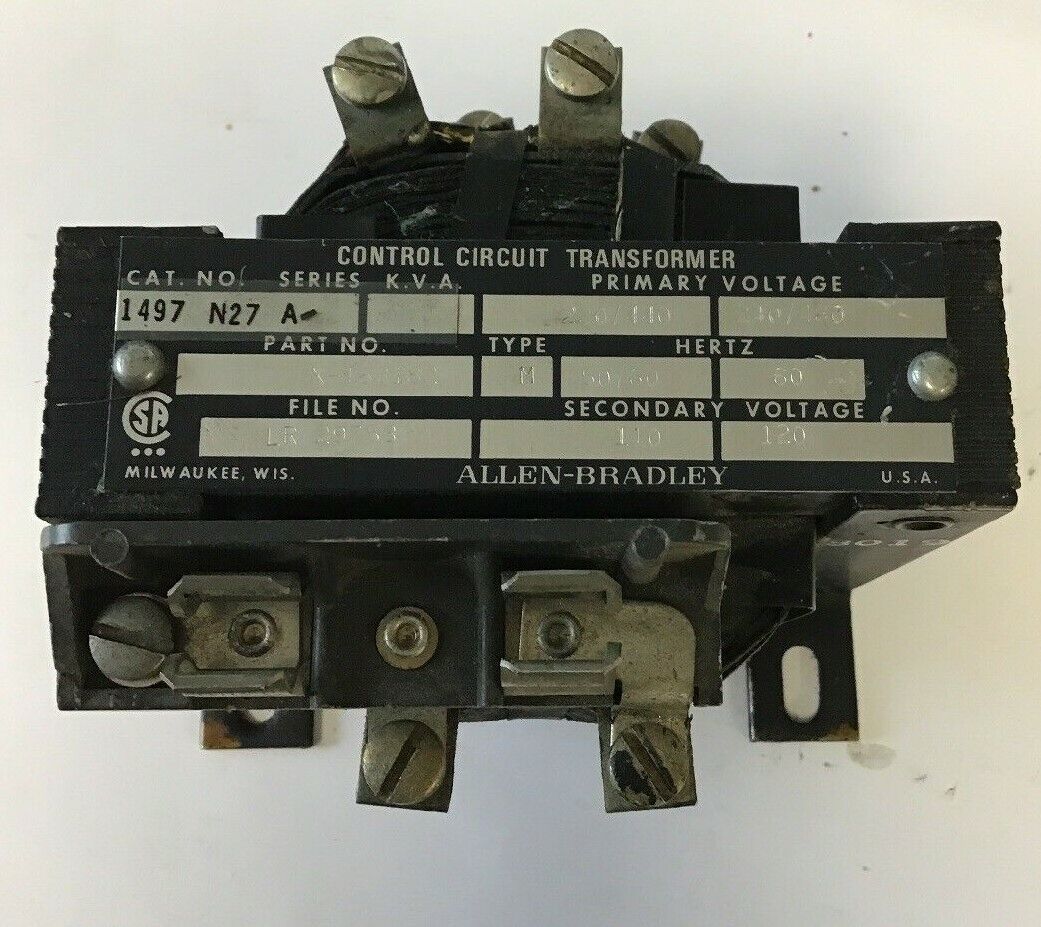 ALLEN BRADLEY 1497 N27 SER.A PRIM.240/480V  TYPE M  60HZ 0.05KVA TRANSFORMER