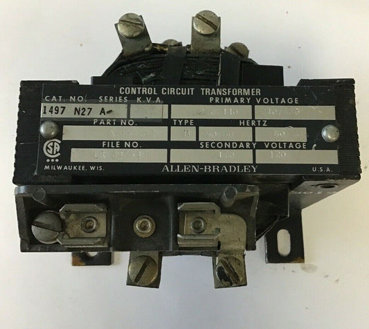 ALLEN BRADLEY 1497 N27 SER.A PRIM.240/480V  TYPE M  60HZ 0.05KVA TRANSFORMER