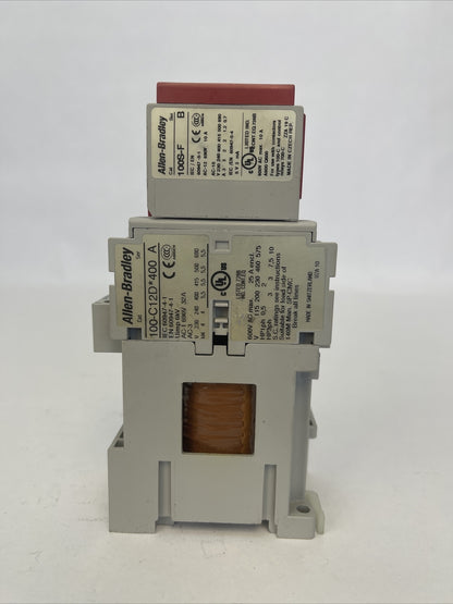 ALLEN BRADLEY 100S-C12DJ404BC CONTACTOR 600VAC 10HP (100-C12D*400 + 100S-F)24VDC