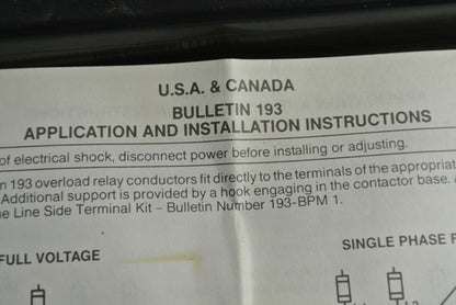 ALLEN-BRADLEY 193-BSC22 BIMETALLIC OVERLOAD RELAY 18A-22A - NEW SURPLUS