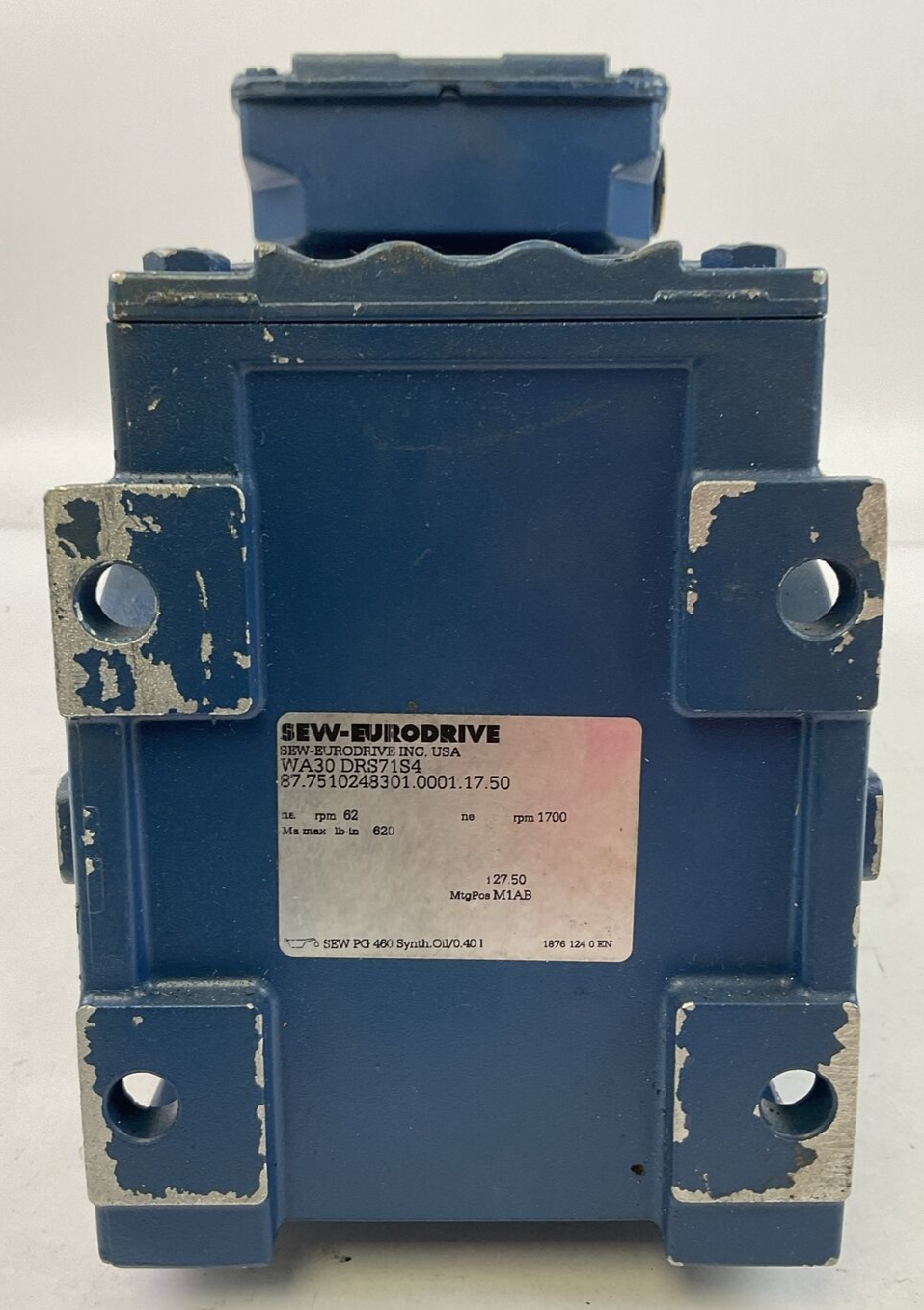 SEW EURODRIVE WA30 DRS71S4 GEAR MOTOR 1700/62RPM 230/460V YY/Y