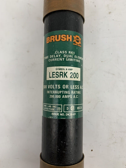 Brush/Reliance LESRK200 200A 600V Fuse "Lot of 3"