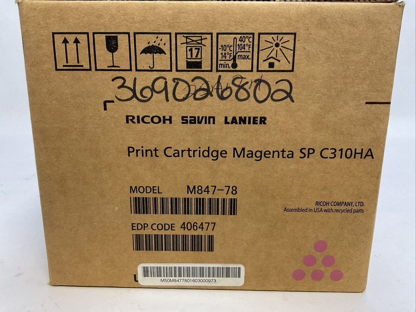 RICOH SAVIN LANIER M847-78 PRINT CARTRIDGE MAGENTA SP C310HA