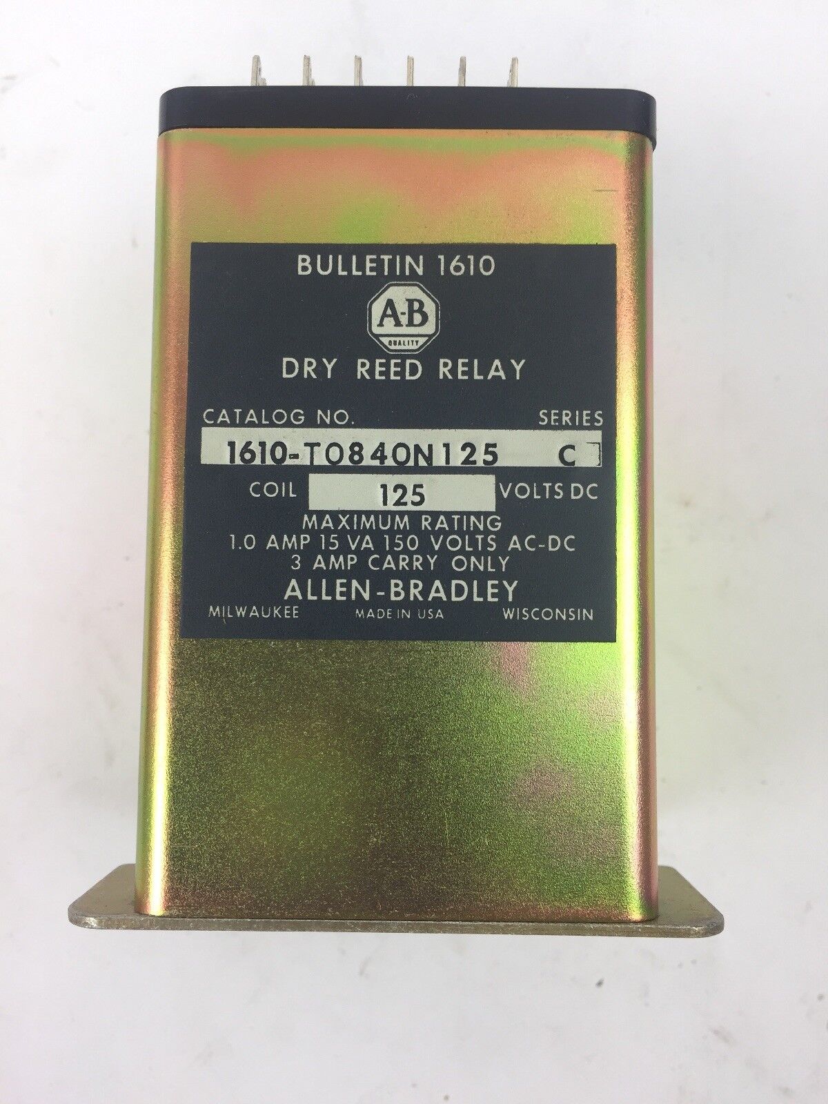 ALLEN BRADLEY 1610-TO84ON125 DRY REED RELAY 125VDC CONTACTS 8 NO - 4 NC