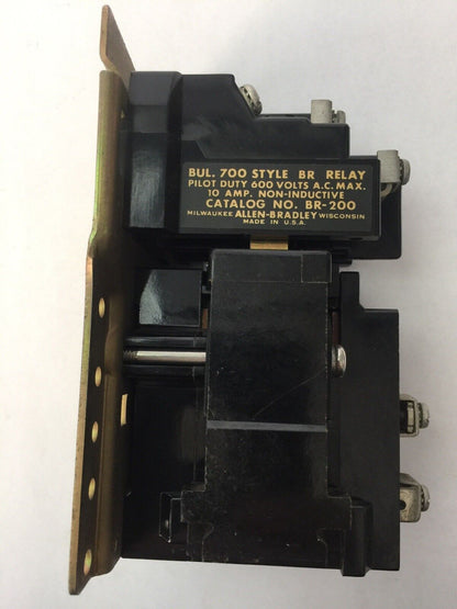 ALLEN BRADLEY 700BR200A1 RELAY 600VAC 10AMP NON-INDUCTIVE 76A01 COIL 110V 60CY