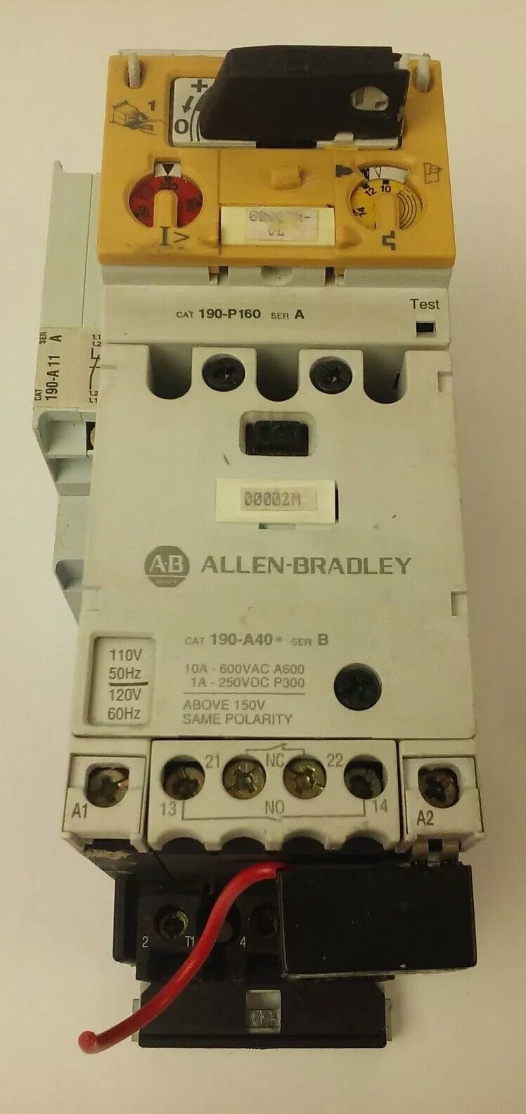 ALLEN-BRADLEY STARTER 190-MN, 190-P160, 190-A40, 190-A11, 199-FSMA1, 120V COIL