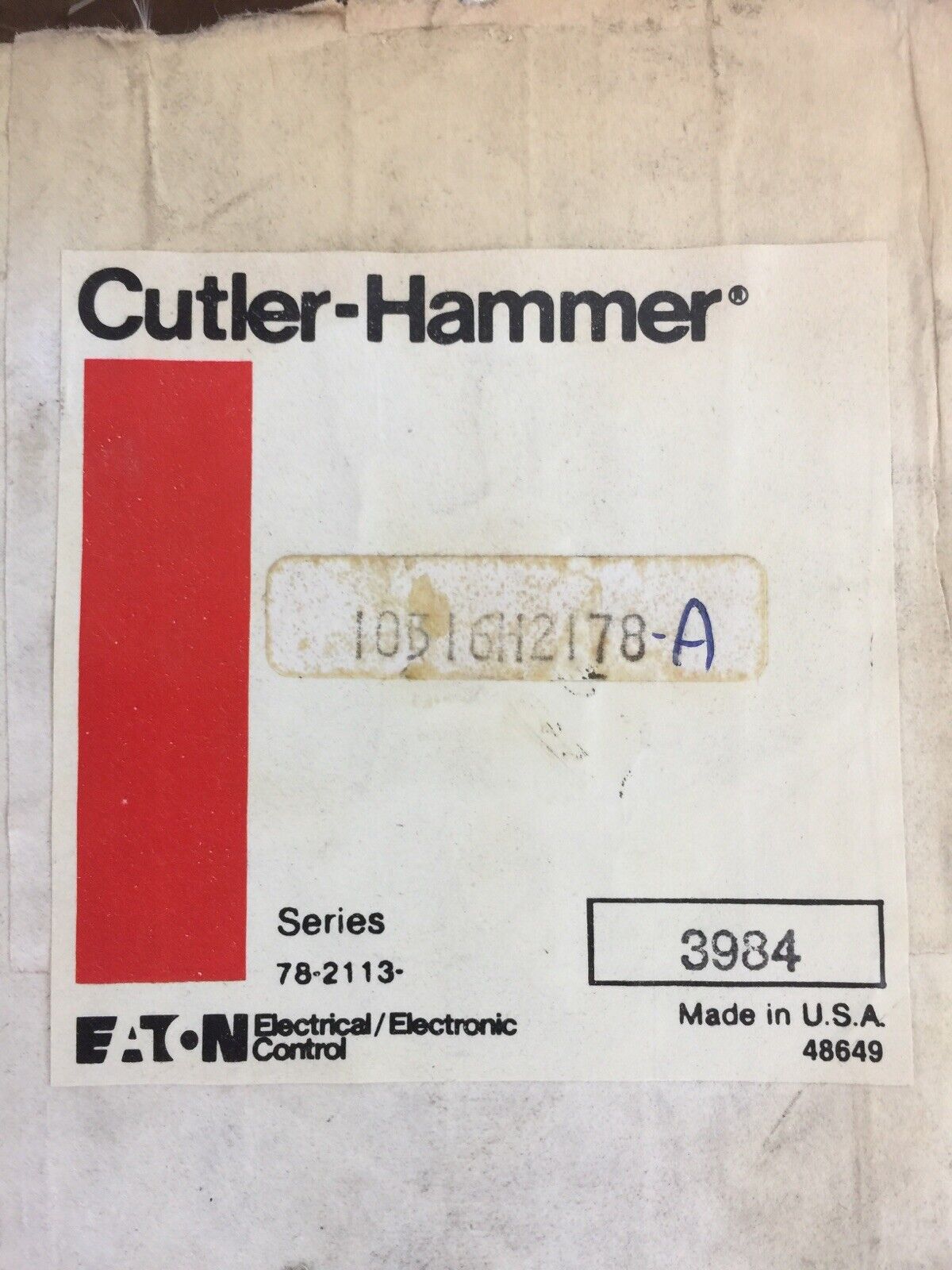 CUTLER HAMMER 10316H2178A LIMIT SWITCH 600VAC PILOT DUTY 3984