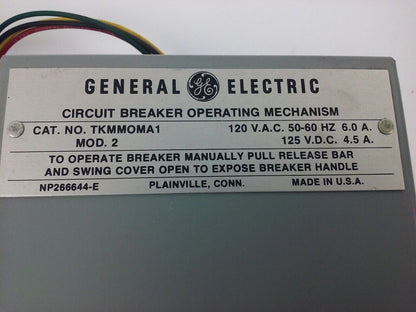 GE, TKMMOMA1, MOD 2, CIRCUIT BREAKER OPERATING MECHANISM, 120V- 50/60-6A, NEW